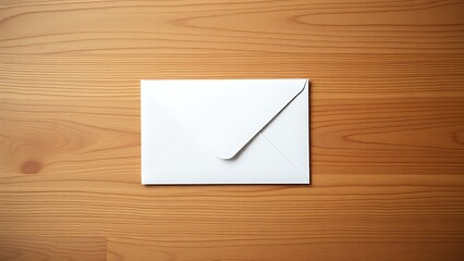 Minimalist white envelope on wooden surface, conveying simplicity and communication under soft lighting.