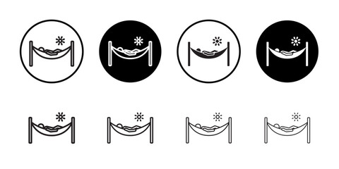 Person relaxing on hammock icon simple outline vector sign