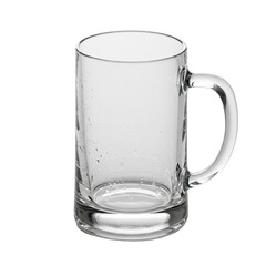 Isolated Transparent Empty Glass Beer Mug for Refreshment Beverage