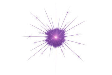 Bright purple starburst effect shining on transparent background, ideal for graphic design projects