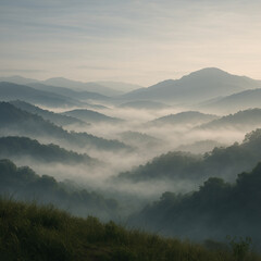 Obraz premium fog in mountains_Sea of fog at the mountaintop