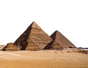 Ancient Giza Pyramids under Vibrant Sunset Sky, isolated on transparent background PNG