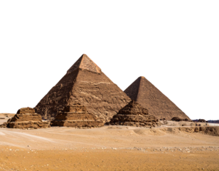 Ancient Giza Pyramids under Vibrant Sunset Sky, isolated on transparent background PNG