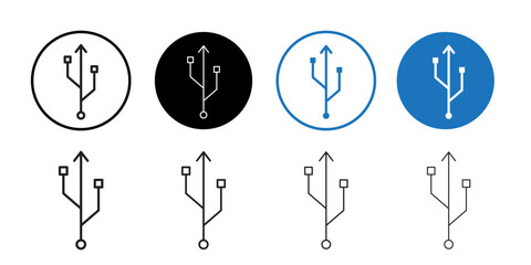 Usb icon simple outline vector sign