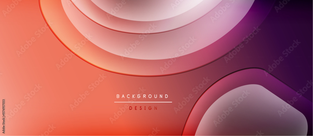 Poster abstract gradient layers create dynamic visual effect. smooth curves blend orange, purple hues. mini