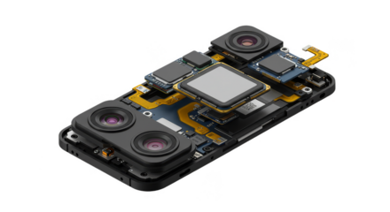 Isometric Phone Electronic Components Hardware on Transparent Background 3D