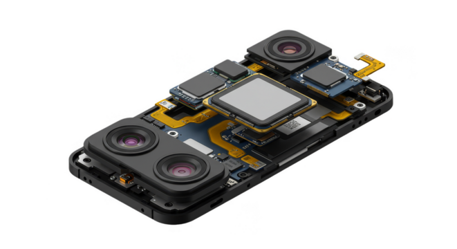 Isometric Phone Electronic Components Hardware on Transparent Background 3D