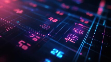 Abstract digital data stream with glowing numbers and lines - Powered by Adobe
