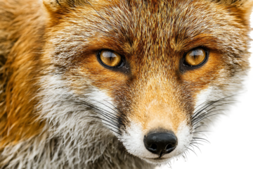 Close up portrait of a red fox with intense eyes.