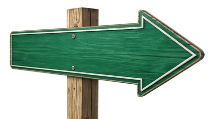 blank green wooden road sign guide board arrow