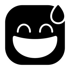 Grinning Face with Sweat Vector Icon