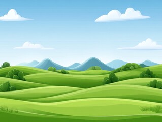 Obraz premium Lush Green Hills Under a Blue Sky