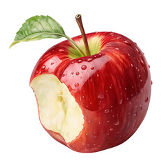 A Partially Eaten Red Apple isolated on transparent background