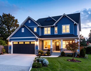 Modern home at twilight