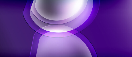 Abstract composition featuring layered purple shapes. Smooth gradients create luminous effect, modern design. Minimalist aesthetic, elegant presentation.