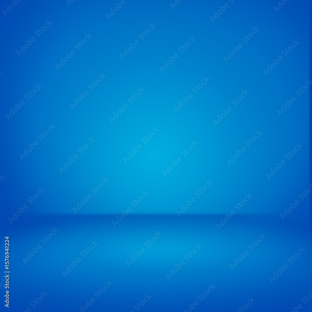 Poster empty blue gradient studio background with a subtle horizon line and soft lighting for product place