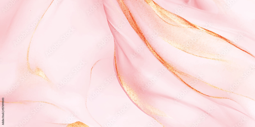 Poster image showcases an abstract fluid design with a soft pink and peach gradient background, swirling pa