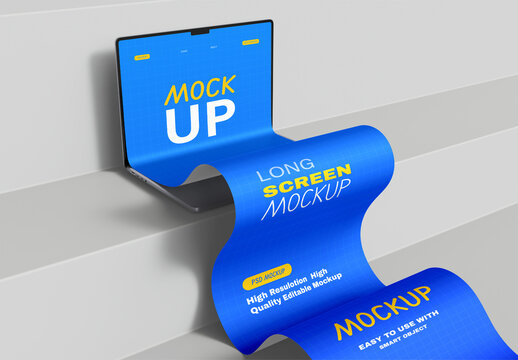 Laptop Long Screen Mockup Design