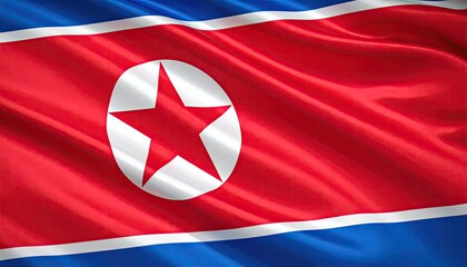 North Korean flag waving in the wind