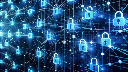 cybersecurity network grid showing secure encrypted