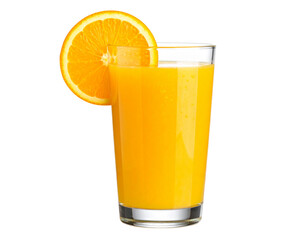 Chilled Glass of Fresh Orange Juice with Citrus Slice on Rim PNG