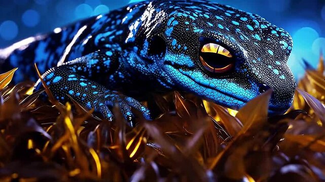 salamander in Delfts Blauw realistis, highly detailed,ai generatif