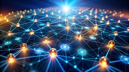infographic concept of peer to peer network glowing