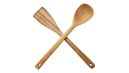 Wooden Spoon and Spatula Isolated on Transparent Background