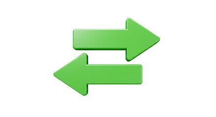 Swap Direction Illustration Two Way Green Arrows Cycle 3D Render