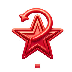 Obraz premium Red star with circular arrow icon isolated on transparent background