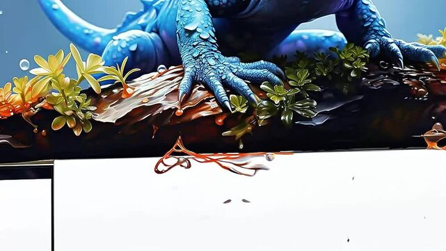 salamander in Delfts Blauw realistis, highly detailed,ai generatif