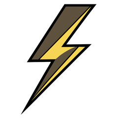 Bold black lightning bolt symbol isolated on a clean white background for graphic design projects
