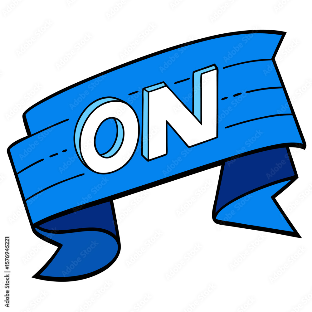 Aufkleber modern blue angled ribbon with customizable text on a clean white background for design projects