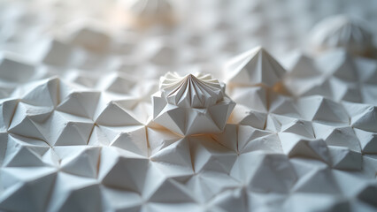 Intricate geometric paper art installation showcasing delicate folds and textures for creative and artistic backgrounds ideas