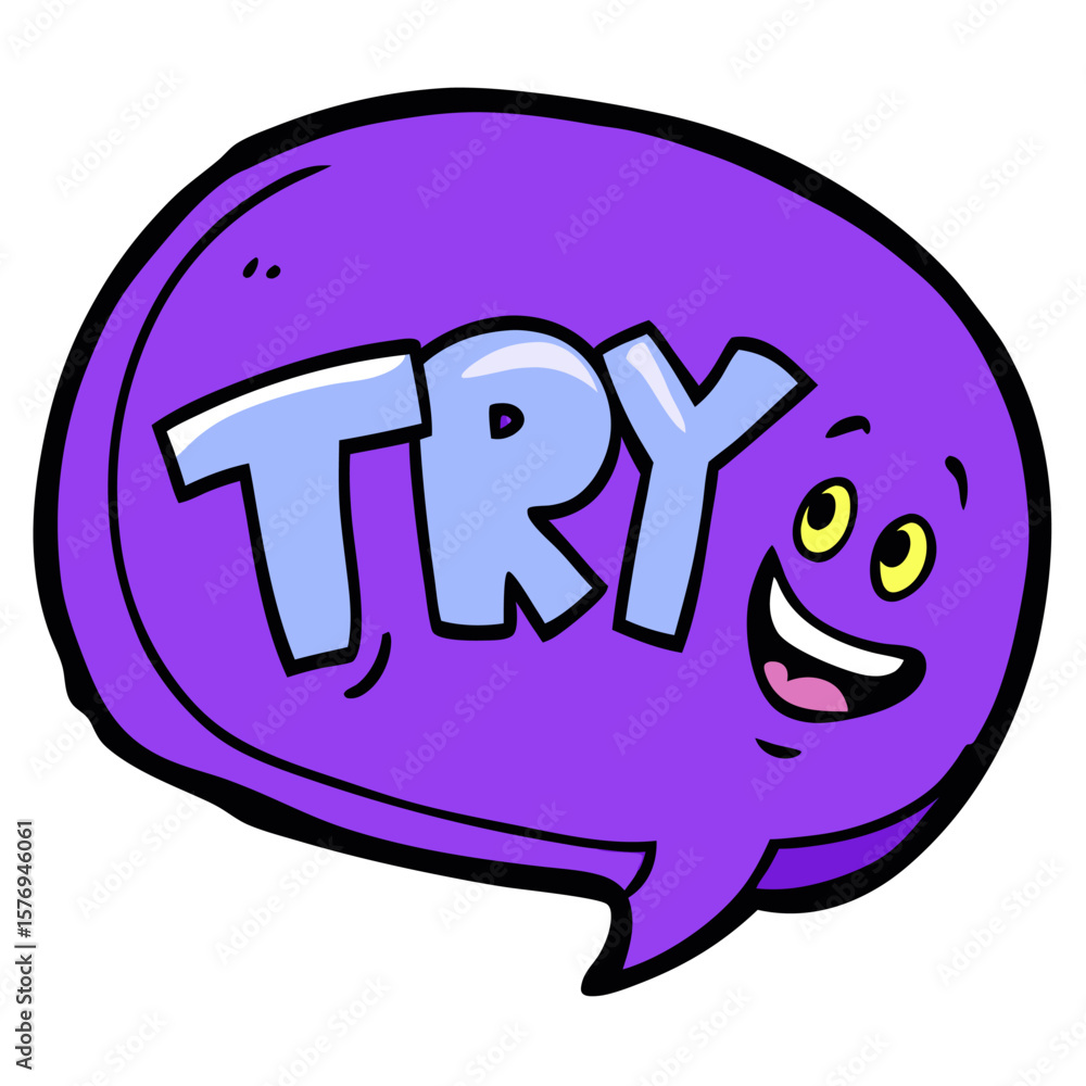 Poster modern purple chat bubble with sample text on a clean white background for communication and messagi