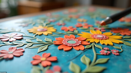 Delicate floral paper artwork with intricate details creating a mesmerizing display of color and texture in a whimsical design