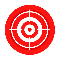 Simple red circular target icon with concentric rings on a clean white background