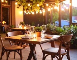 Outdoor restaurant, evening ambiance