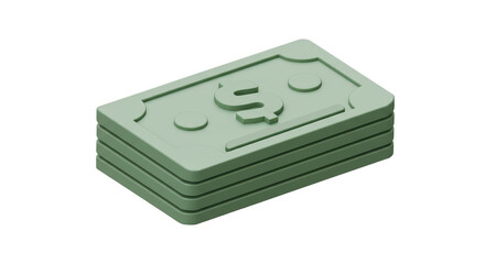 Isometric 3D Render of Stack Green Money Cash Wealth Currency