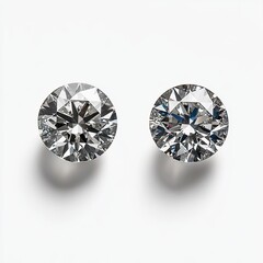 Two diamonds, cut in different shapes, with front and back views on a white background.