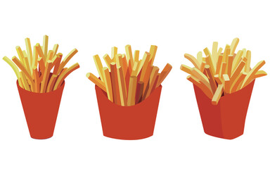 3 styles of French fries graphic design 