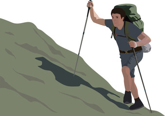 A climber with a backpack