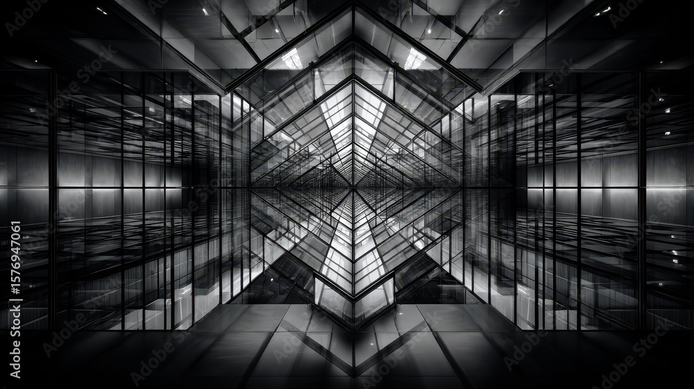 Poster this stunning image explores a geometric interplay of glass and light, creating a visually striking 