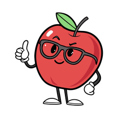 Cute Cartoon Red Apple Illustration Happy Fruit Design