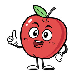 Cute Cartoon Red Apple Illustration Happy Fruit Design