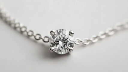 Elegant silver chain necklace with sparkling round-cut gemstone for jewelry lovers - Powered by Adobe