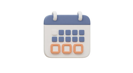 Minimal 3D Render Calendar Icon for Schedule and Event Planning