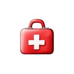 Red first aid kit with white cross symbol