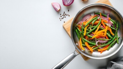 Colorful saut?ed vegetables in a pan