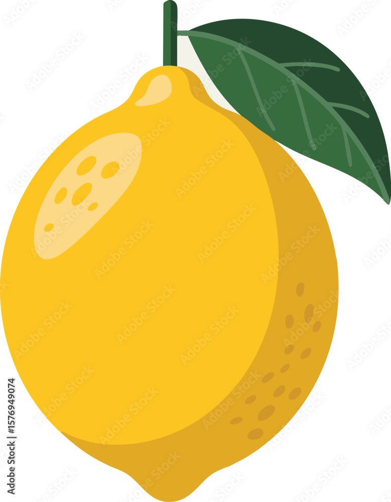 Poster vibrant lemon vector illustration with leaf on transparent backdrop a fresh and zesty design element